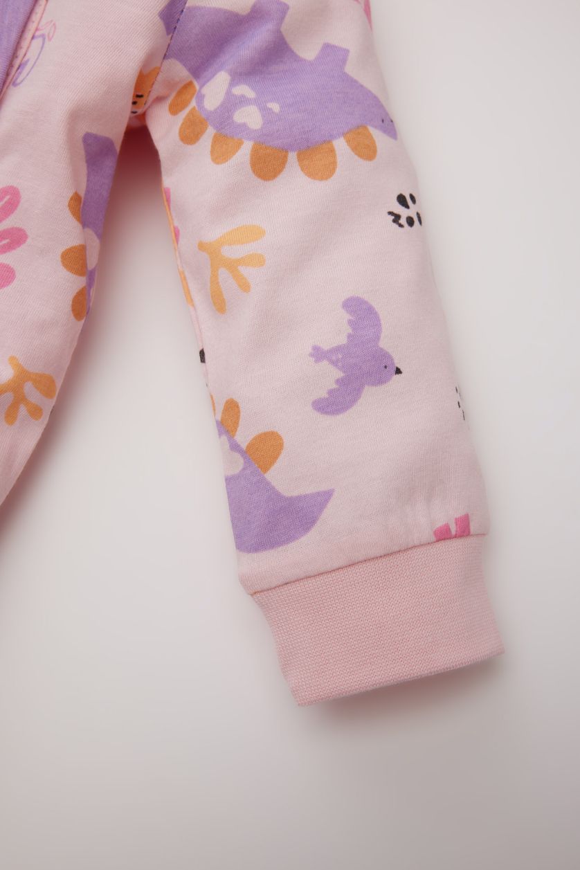 BÉBÉ FILLE Rose Clair Combinaison bébé fille à manches longues motif dinosaure