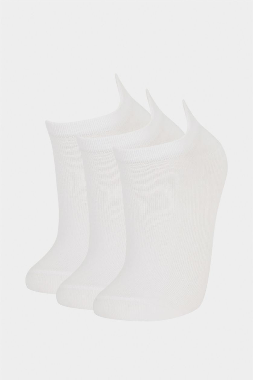 بناتي أبيض (000) شرابات قصيرة بناتي قطن أبيض - 3 قطع