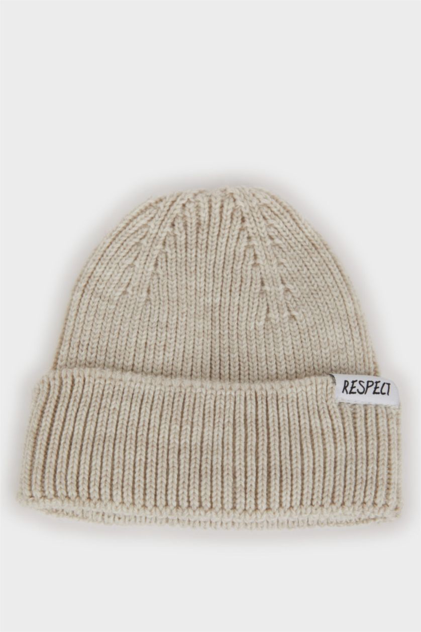 MAN Beige قبعة بيريه تريكو