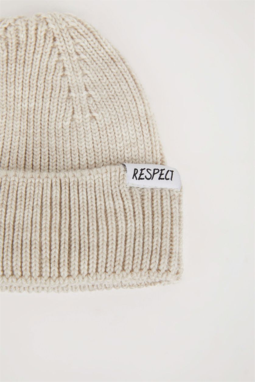 MAN Beige قبعة بيريه تريكو
