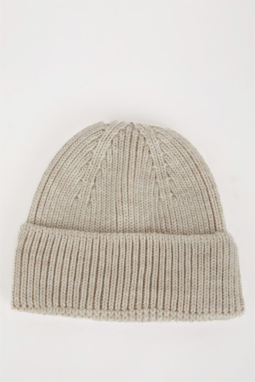 MAN Beige قبعة بيريه تريكو