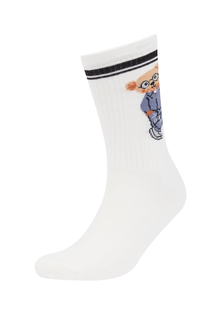 Erkek Karma Erkek Ayıcıklı Rahat Lastikli 2'li Pamuklu Uzun Çorap