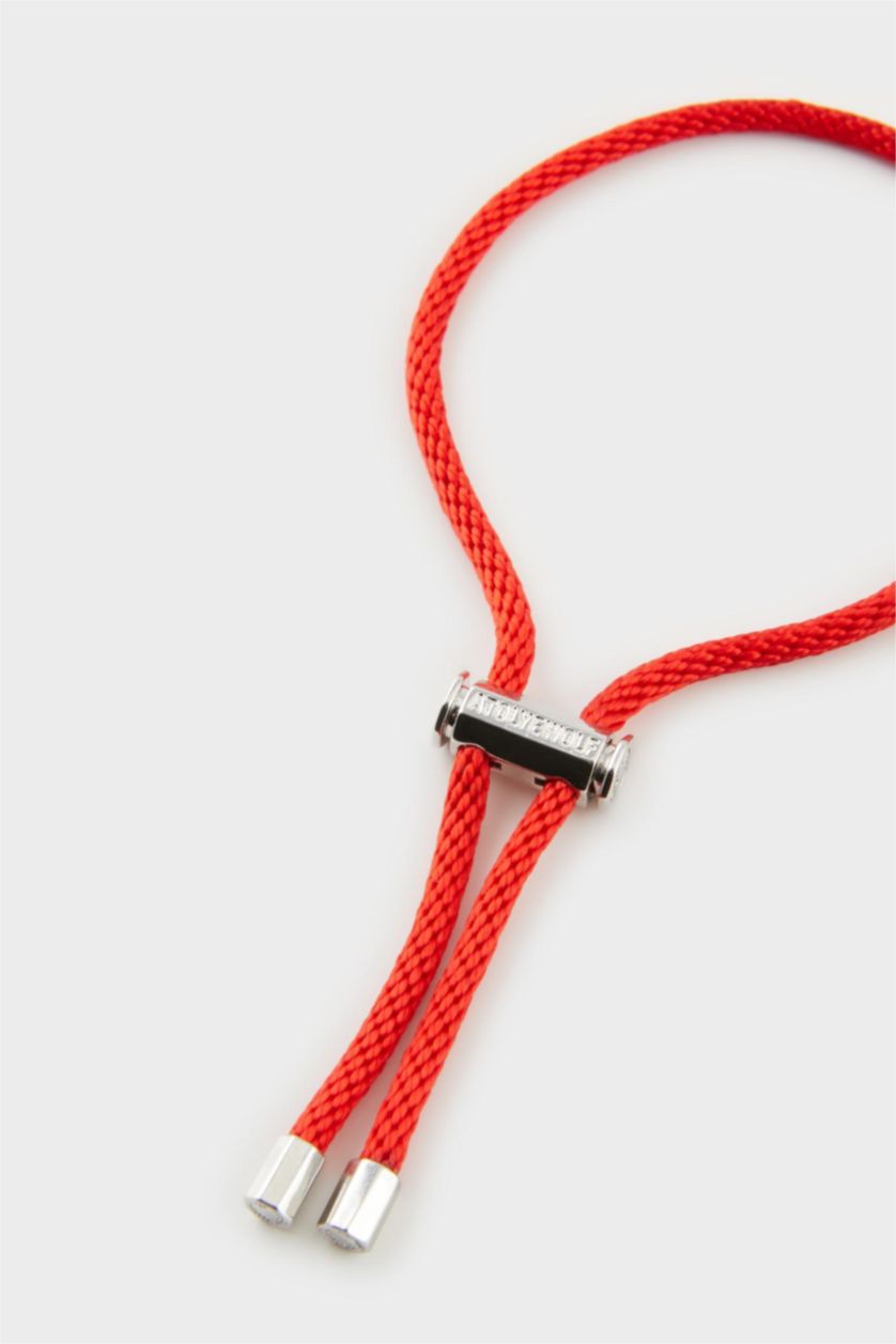 Erkek Kırmızı AtolyeWolf x DeFacto Erkek 2'li Kalın İp Çelik Parçalı ve Çelik Zincir Bileklik