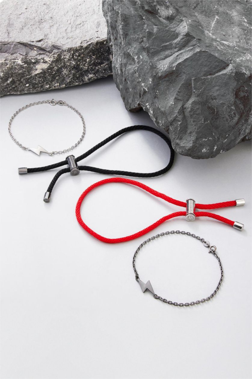 Erkek Kırmızı AtolyeWolf x DeFacto Erkek 2'li Kalın İp Çelik Parçalı ve Çelik Zincir Bileklik