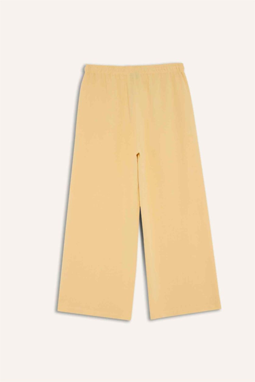 WOMAN Yellow Straight Leg Linen-Blend Capri Pants