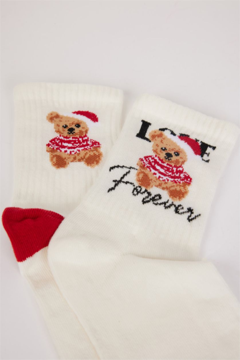 FEMME Blanc Lot de 2 paires de Chaussettes longues en coton pour femme