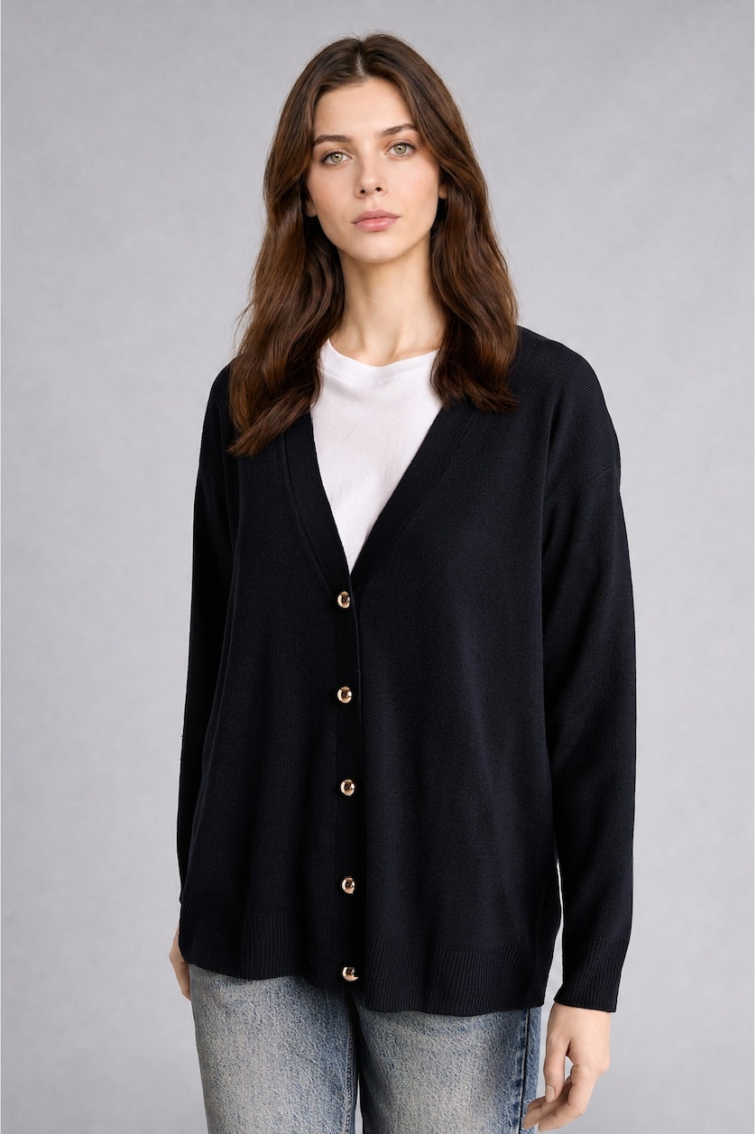 WOMAN NAVY Relax Fit Knitwear Cardigan