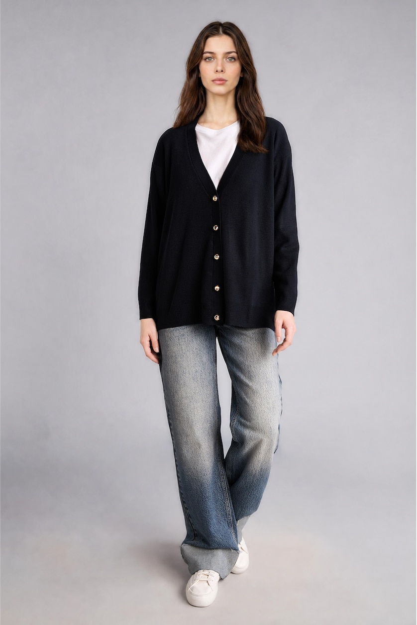 WOMAN NAVY Relax Fit Knitwear Cardigan