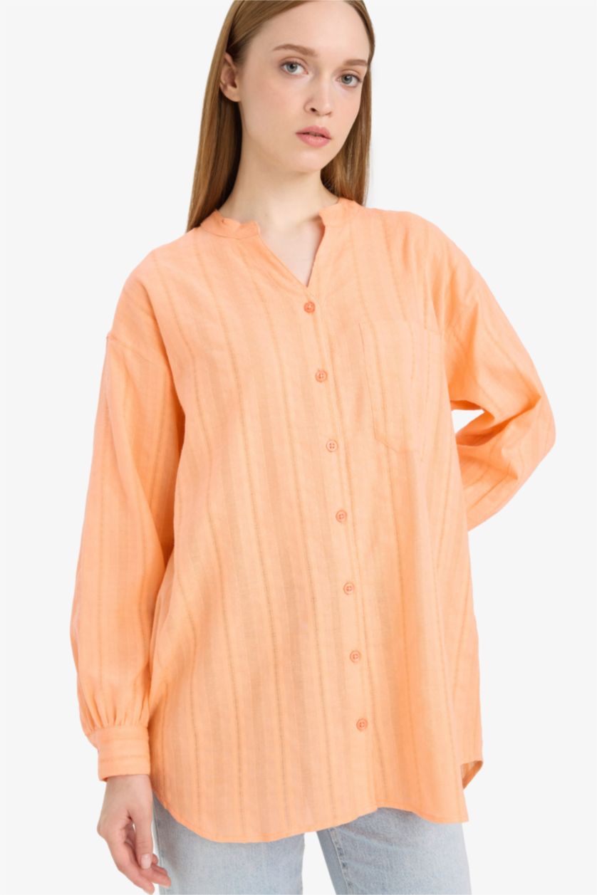 WOMAN Salmon Regular Fit Long Sleeve Tunic