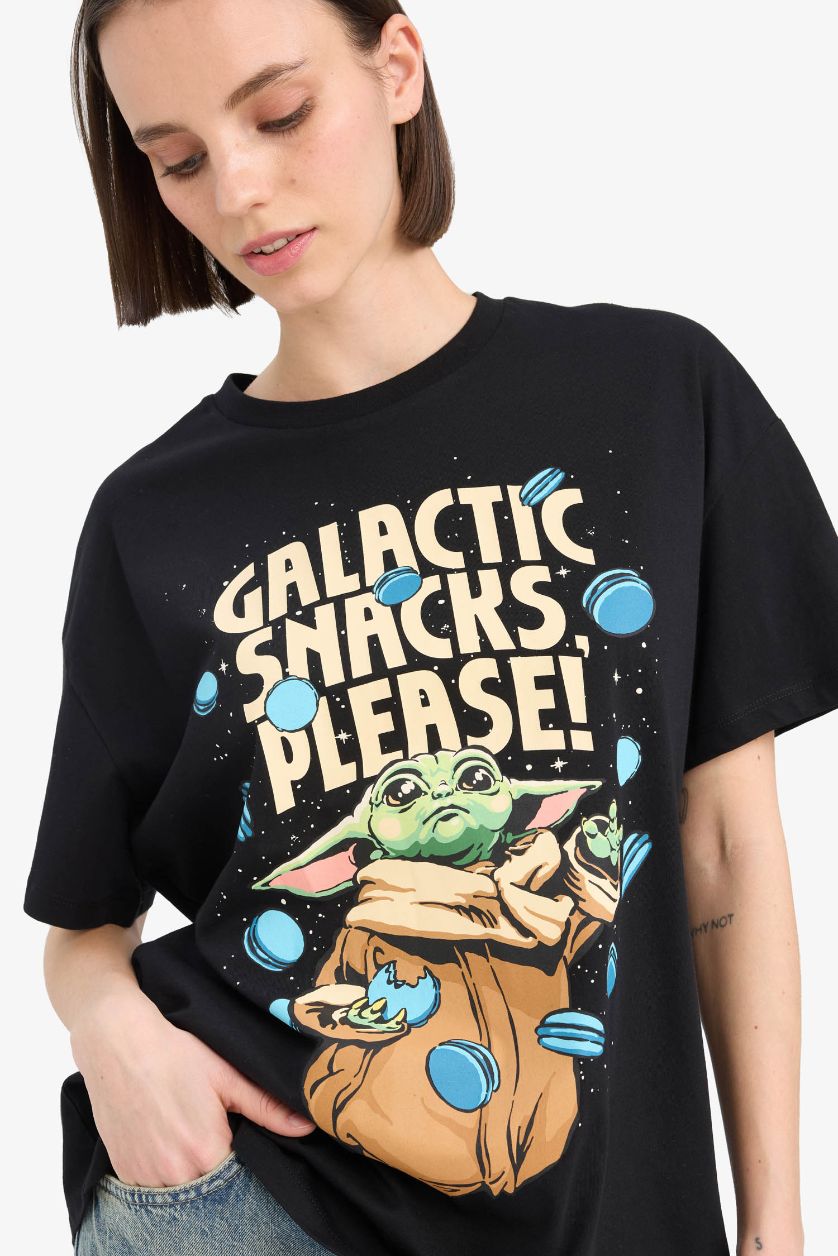 WOMAN Black Star Wars-Mandalorian Oversize Printed T-Shirt