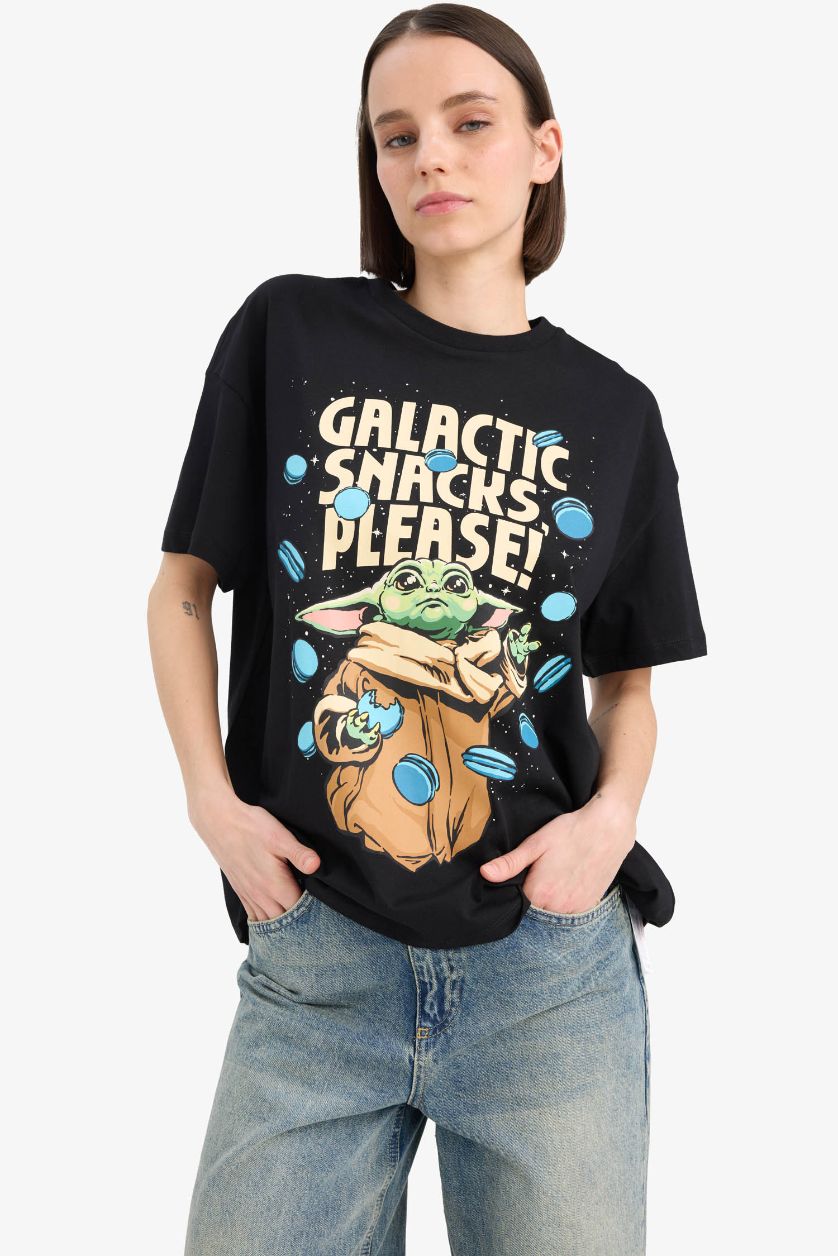 WOMAN Black Star Wars-Mandalorian Oversize Printed T-Shirt