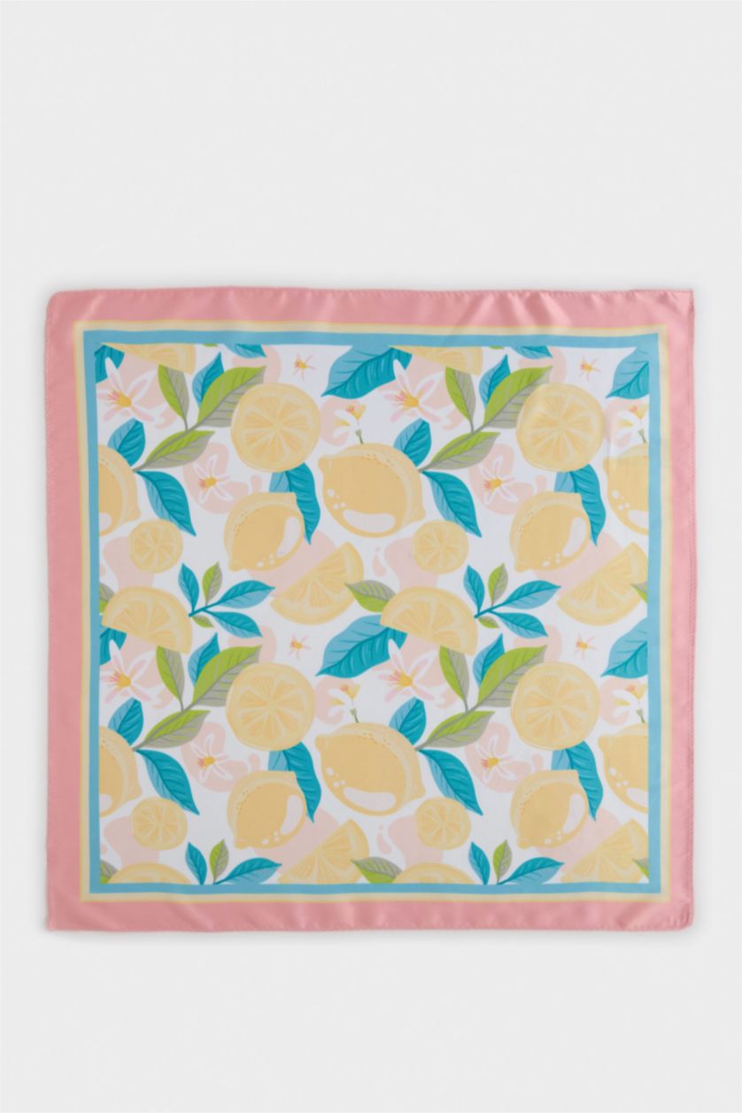 Kadın Sarı Kadın Desenli Saten Fular