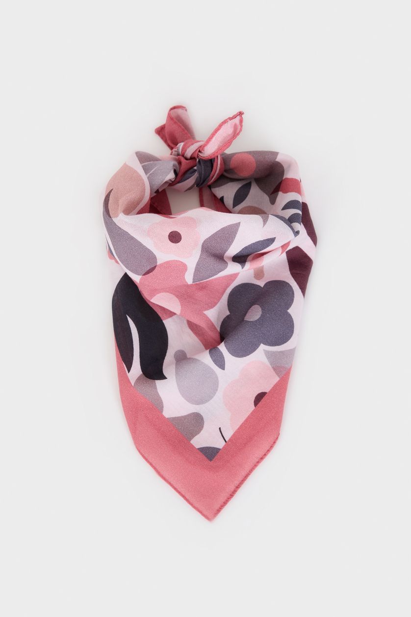 Kadın Pembe Kadın Desenli Pamuklu Bandana