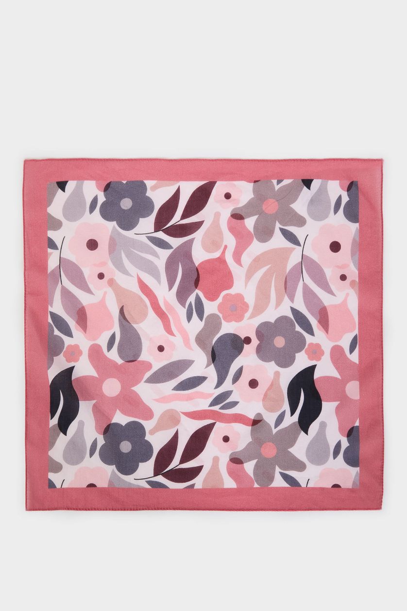 Kadın Pembe Kadın Desenli Pamuklu Bandana