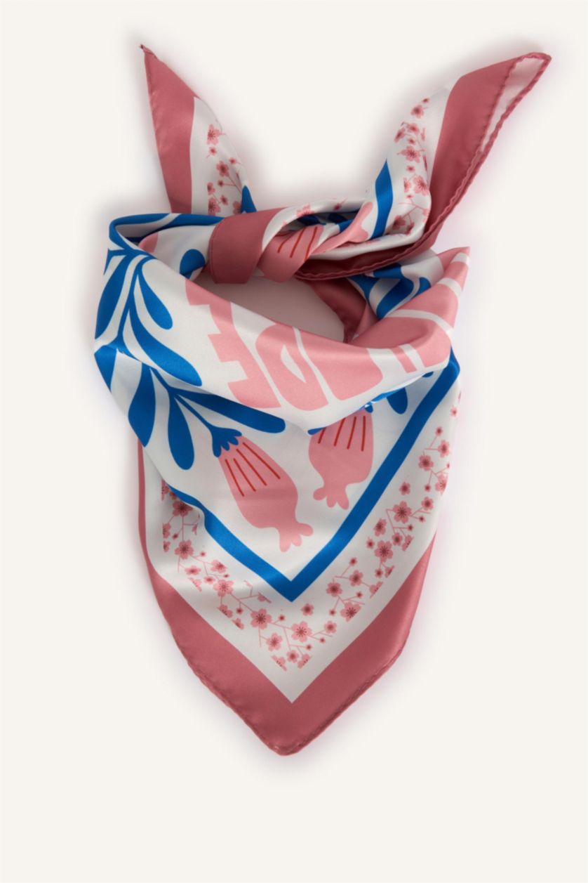 FEMME Rose Foulard en satin imprimé fleurs