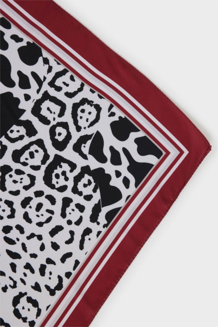 Kadın Siyah Kadın Desenli Saten Fular