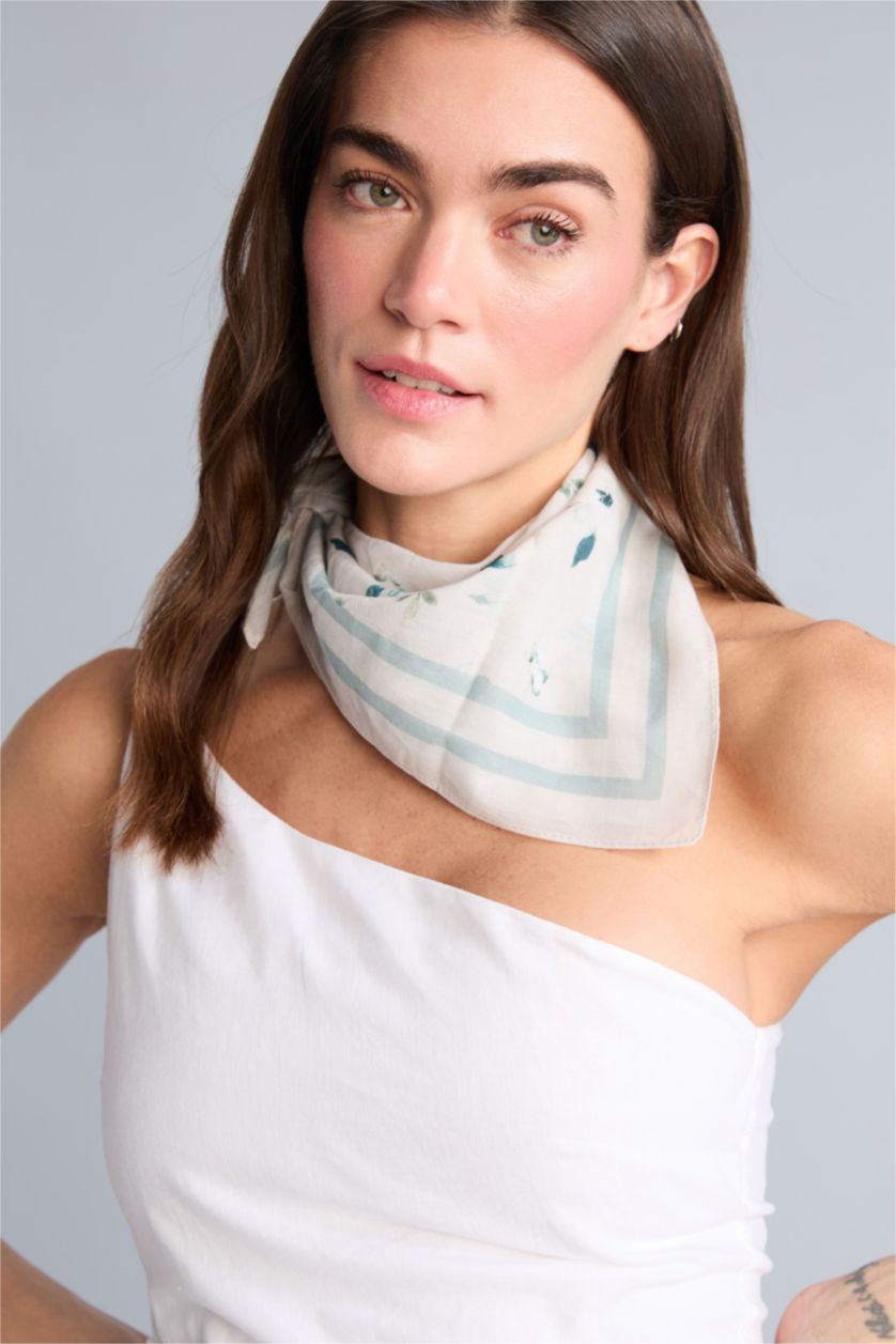 نساء أزرق باندانا نسائي منقوش قطن