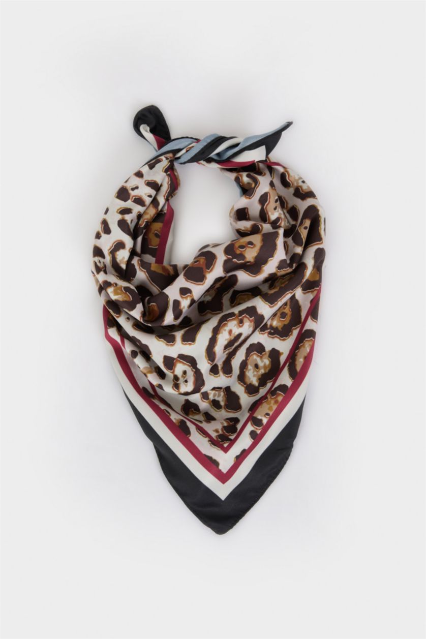 Women Brown Woman Patterned Satin Bandana