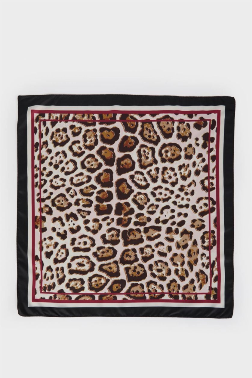 Women Brown Woman Patterned Satin Bandana