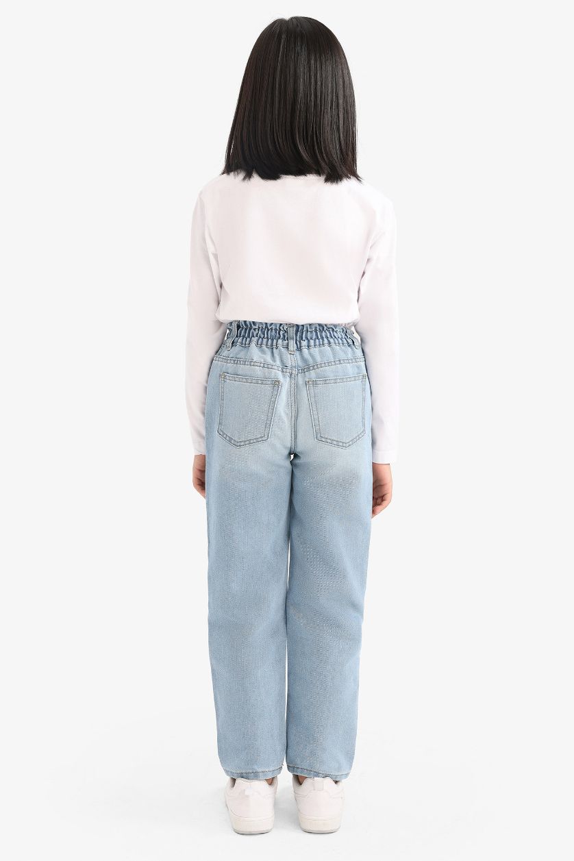 Girls & Teens Light Blue Girl Paperbag Standard Leg Jeans