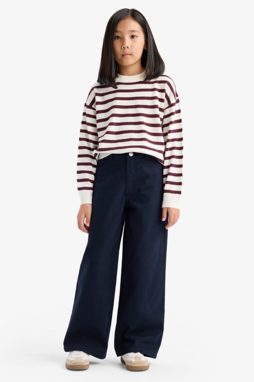 GIRLS & TEENS NAVY Girl Wide Leg Cotton Trousers