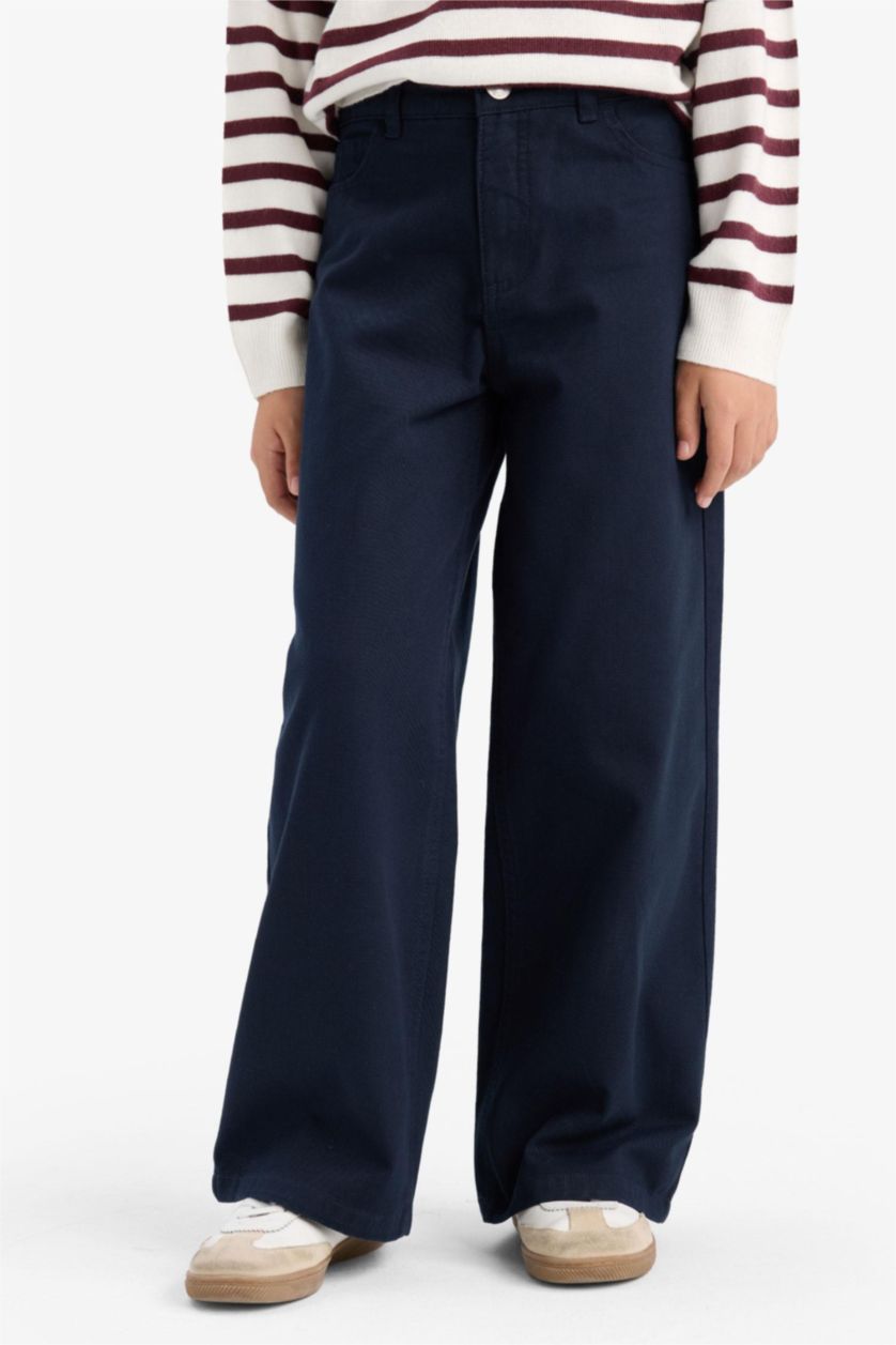 GIRLS & TEENS NAVY Girl Wide Leg Cotton Trousers