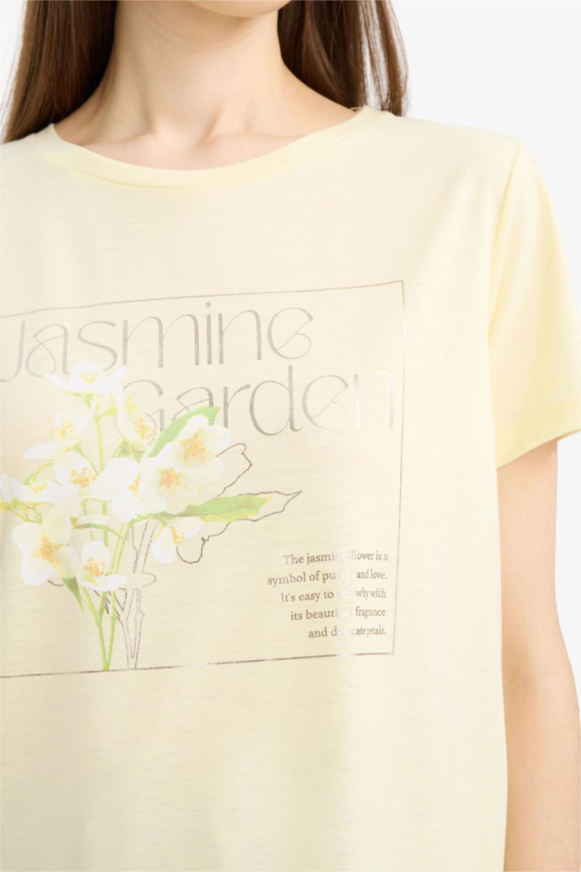 نساء أصفر فاتح Regular Fit Short Sleeve T-Shirt