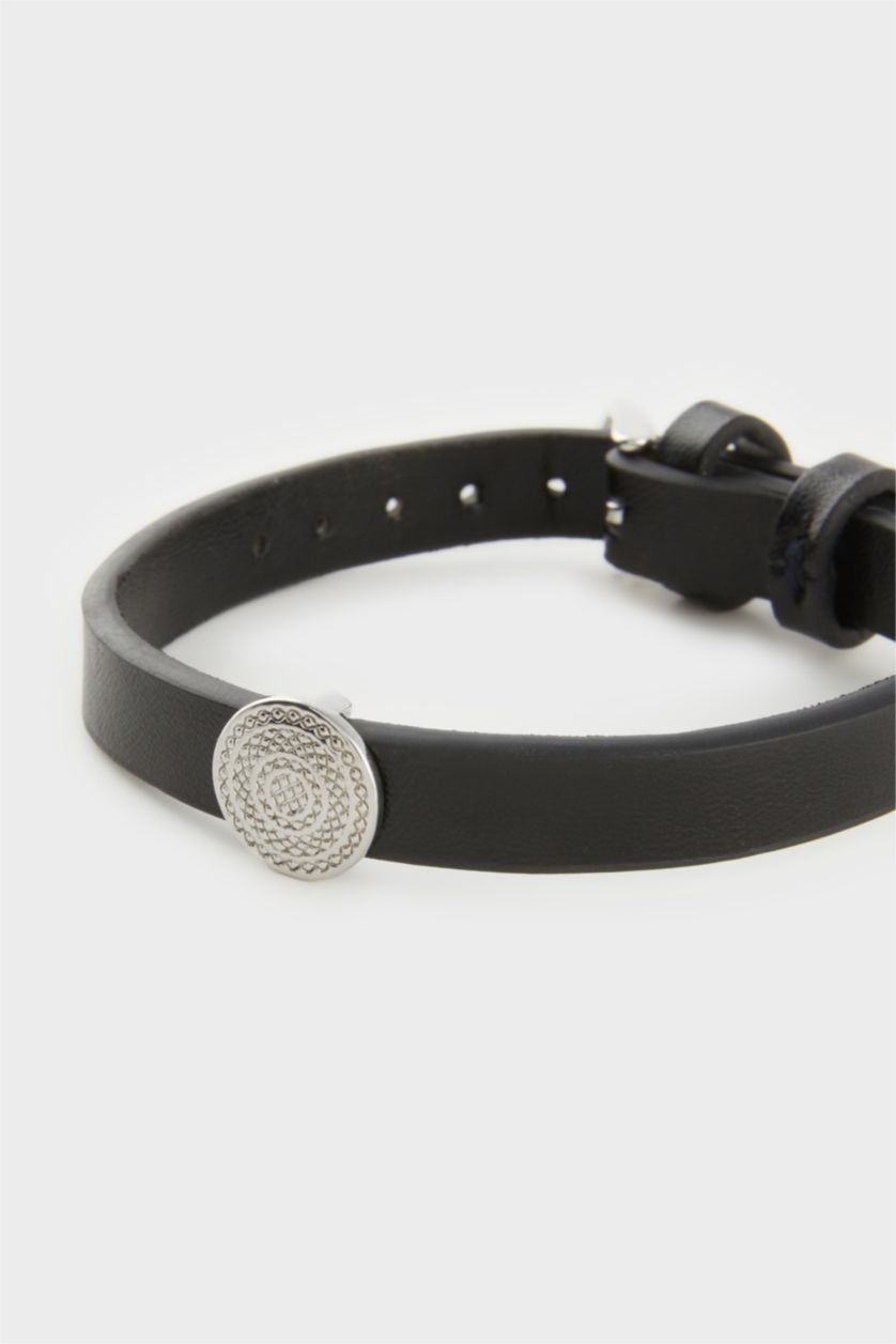 Men NAVY AtolyeWolf x DeFacto Man Black Armor Belt Bracelet