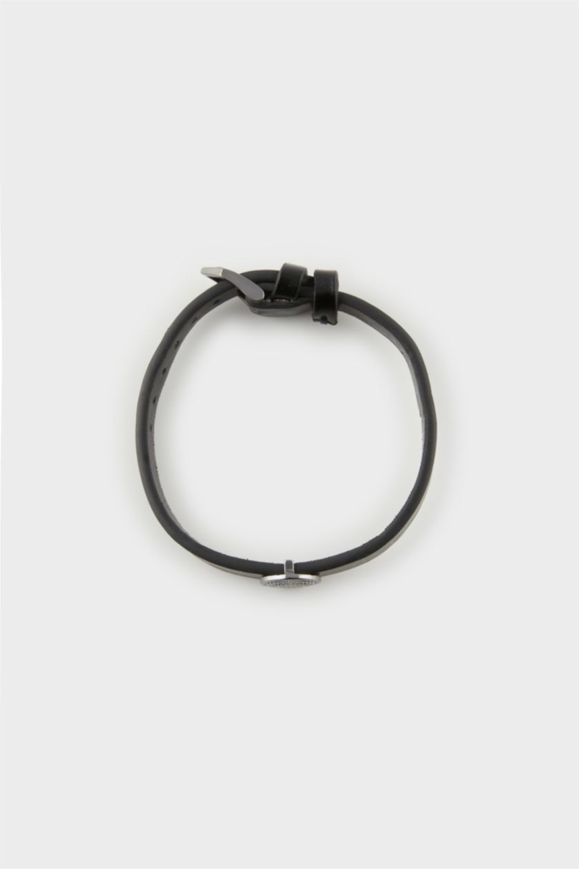 Men NAVY AtolyeWolf x DeFacto Man Black Armor Belt Bracelet