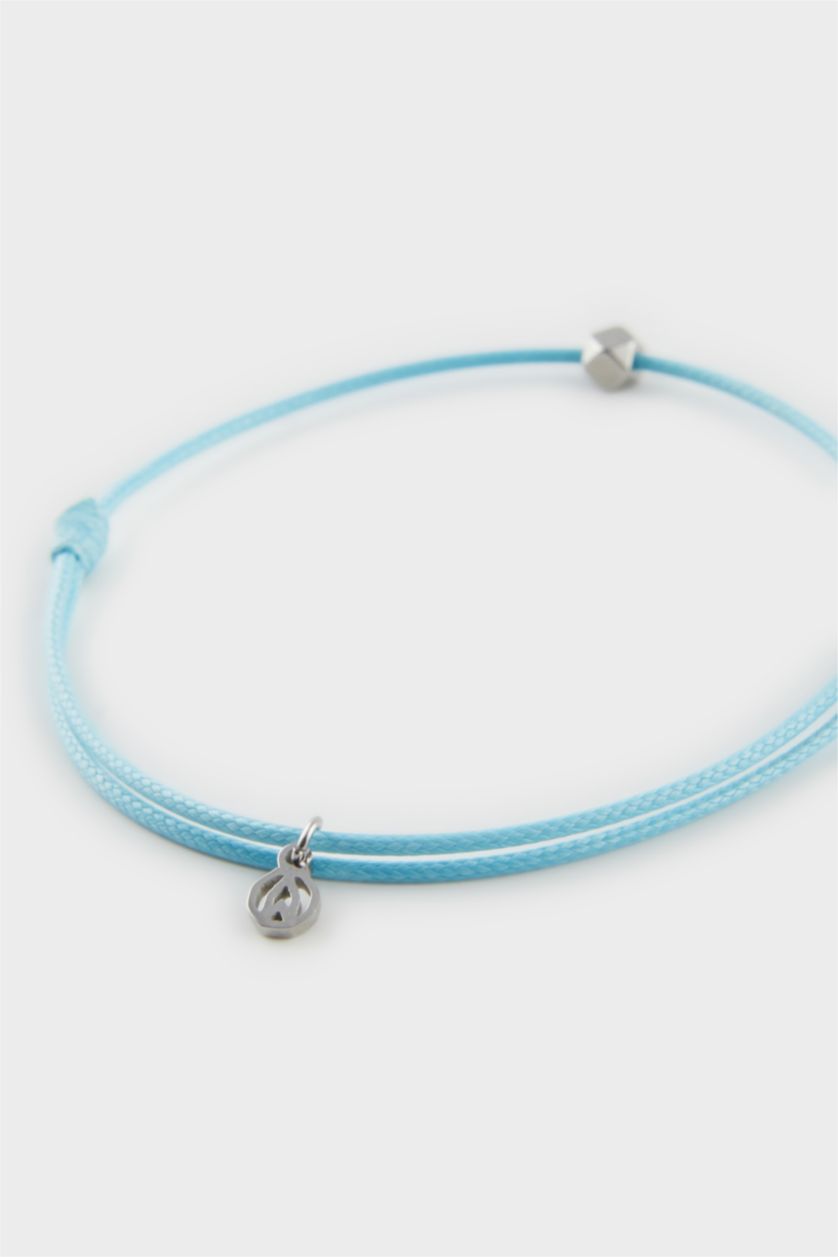 Erkek Mavi AtolyeWolf x DeFacto Unısex İp Çelik Parçalı Saks Mavi Şans Bileklik