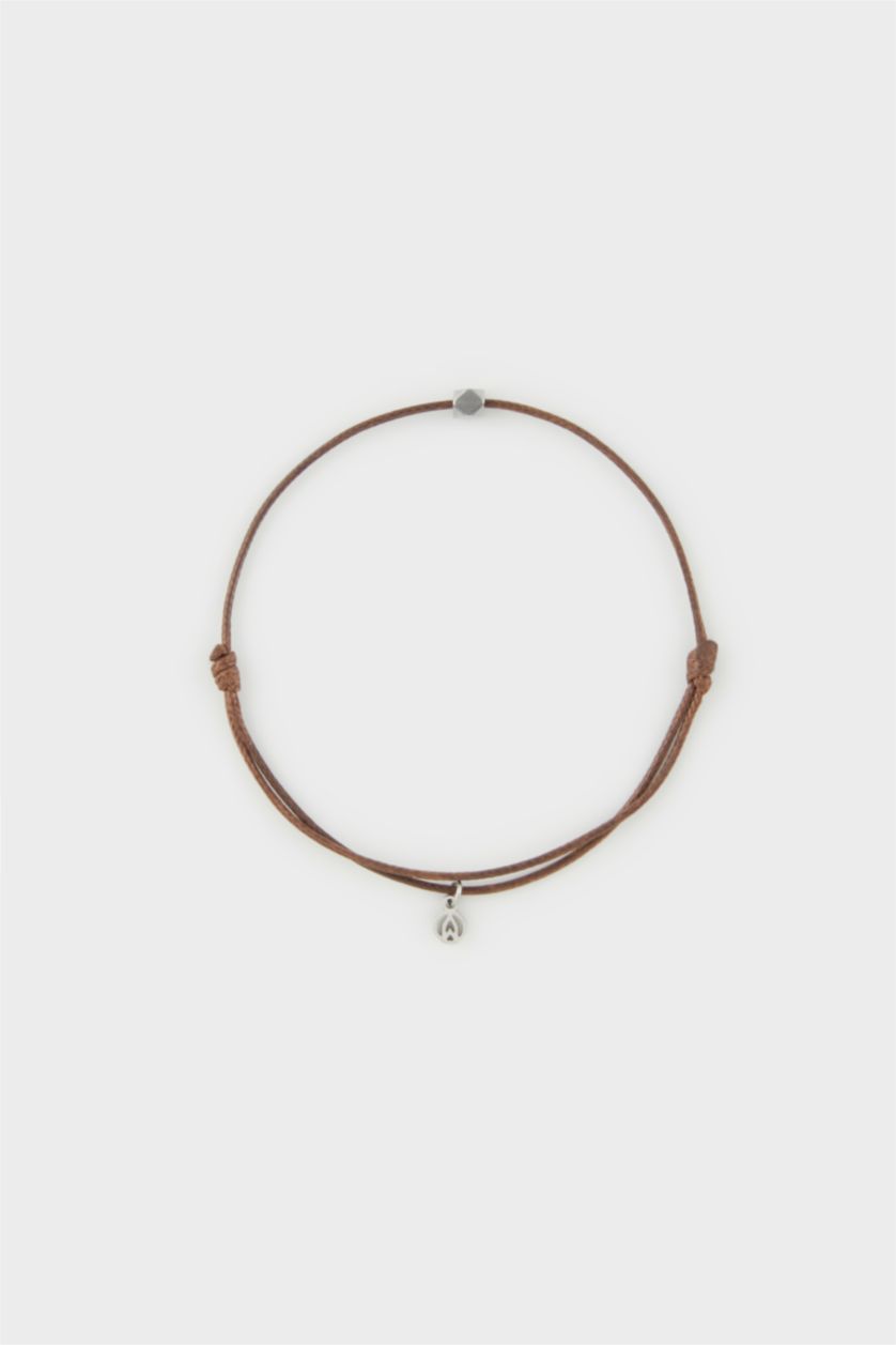 Erkek Kahve AtolyeWolf x DeFacto Unısex İp Çelik Parçalı Kahverengi Şans Bileklik