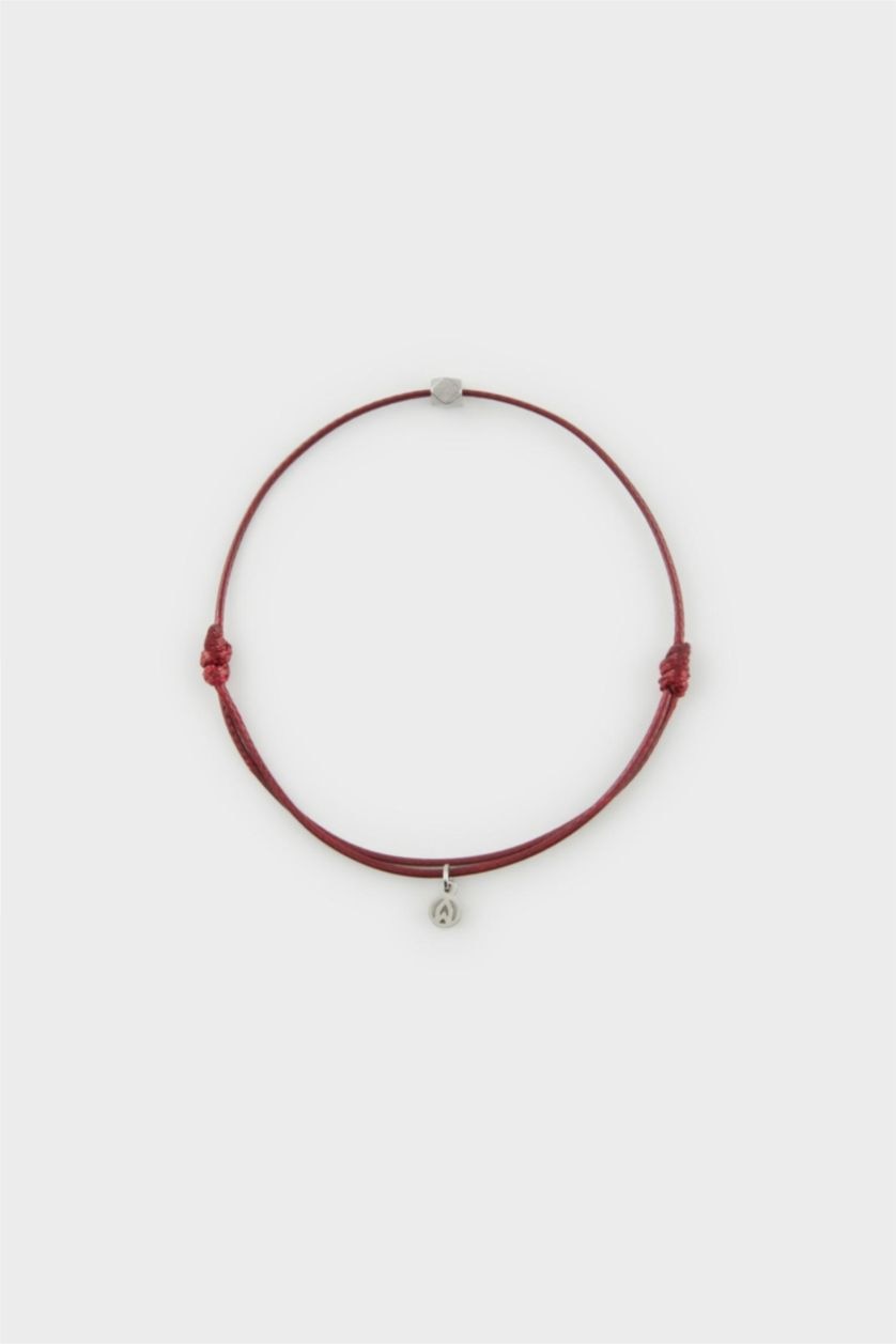 Erkek Bordo AtolyeWolf x DeFacto Unısex İp Çelik Parçalı Bardo Şans Bileklik