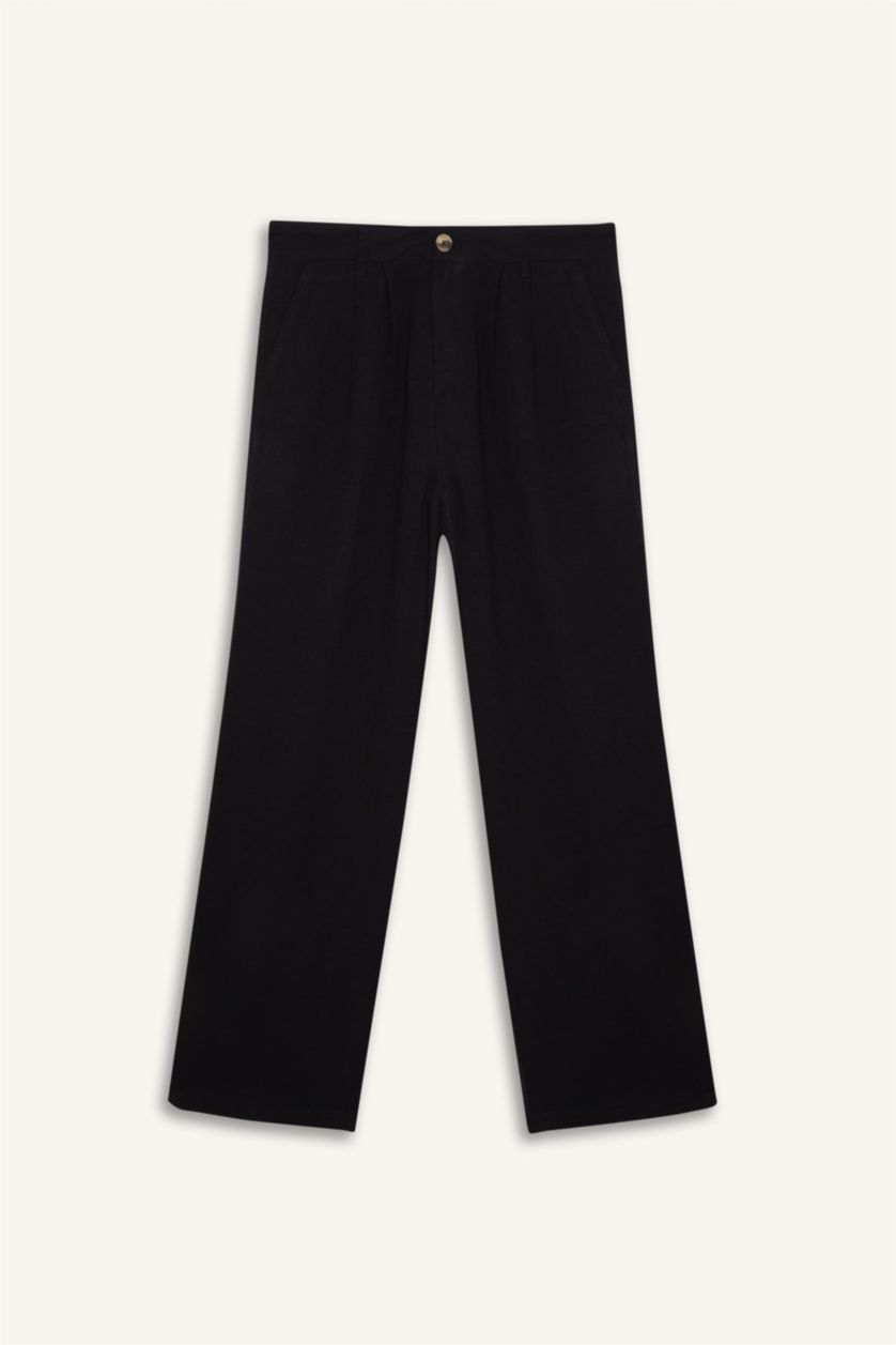 WOMAN Black Normal Waist Wide Leg Trousers