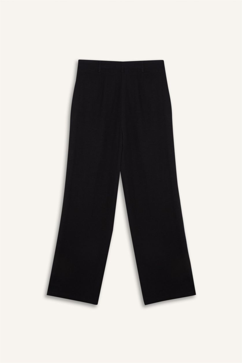 WOMAN Black Normal Waist Wide Leg Trousers