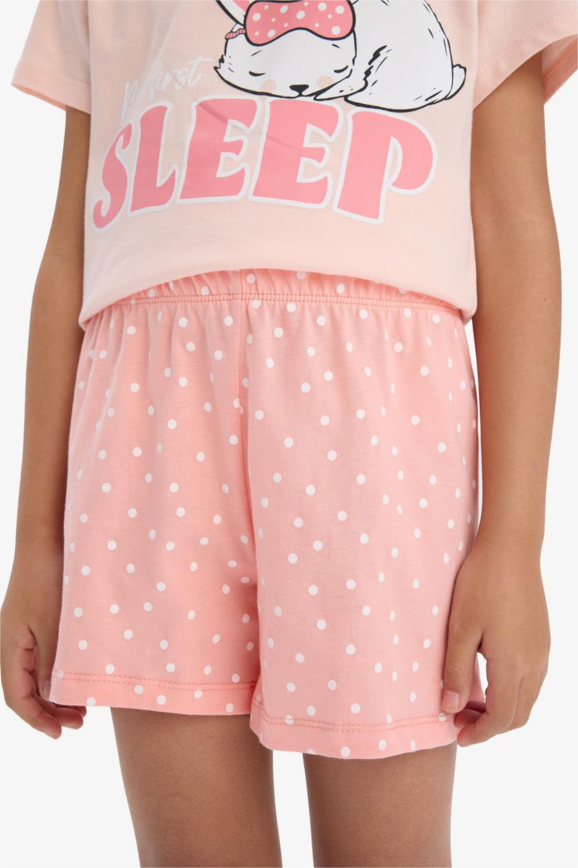FILLES Rose Ensemble pyjama imprimé à manches courtes et short pour fille