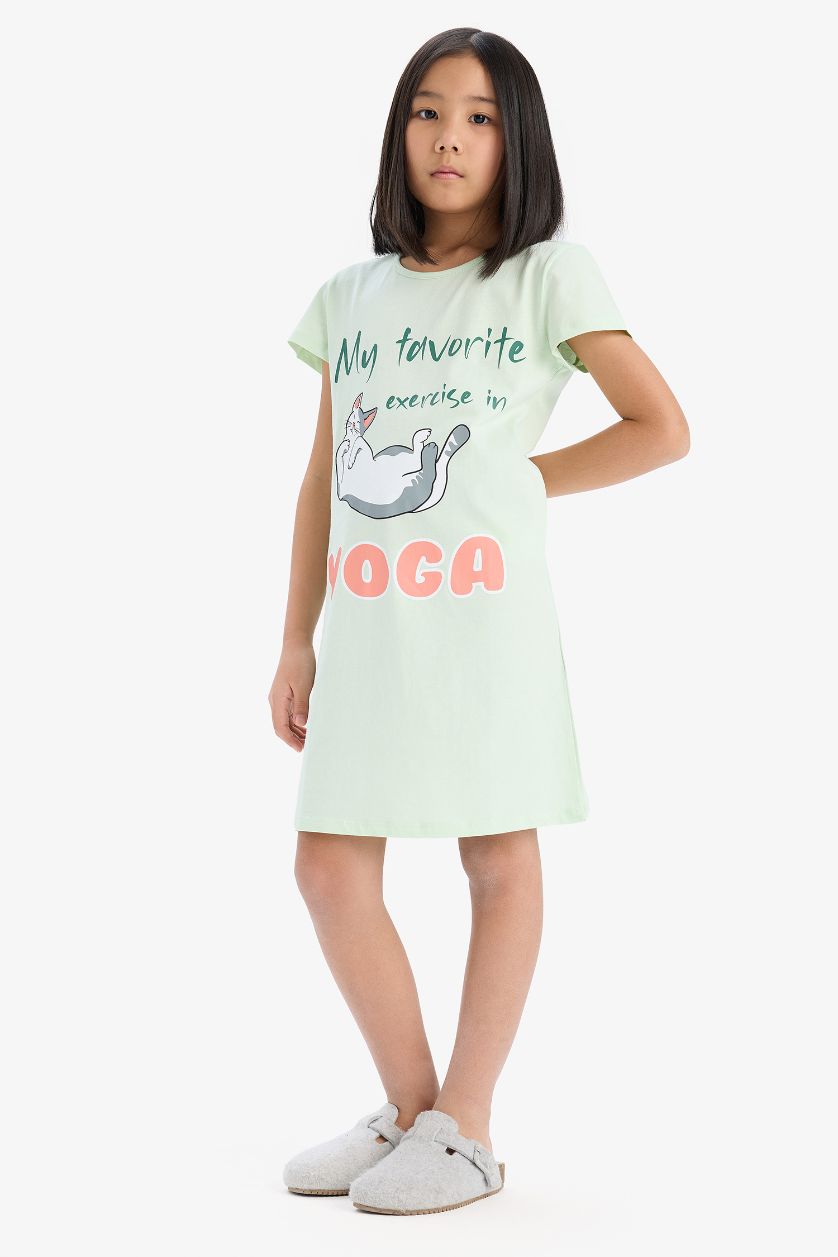 FILLES Turquoise Robe imprimée à manches courtes pour fille