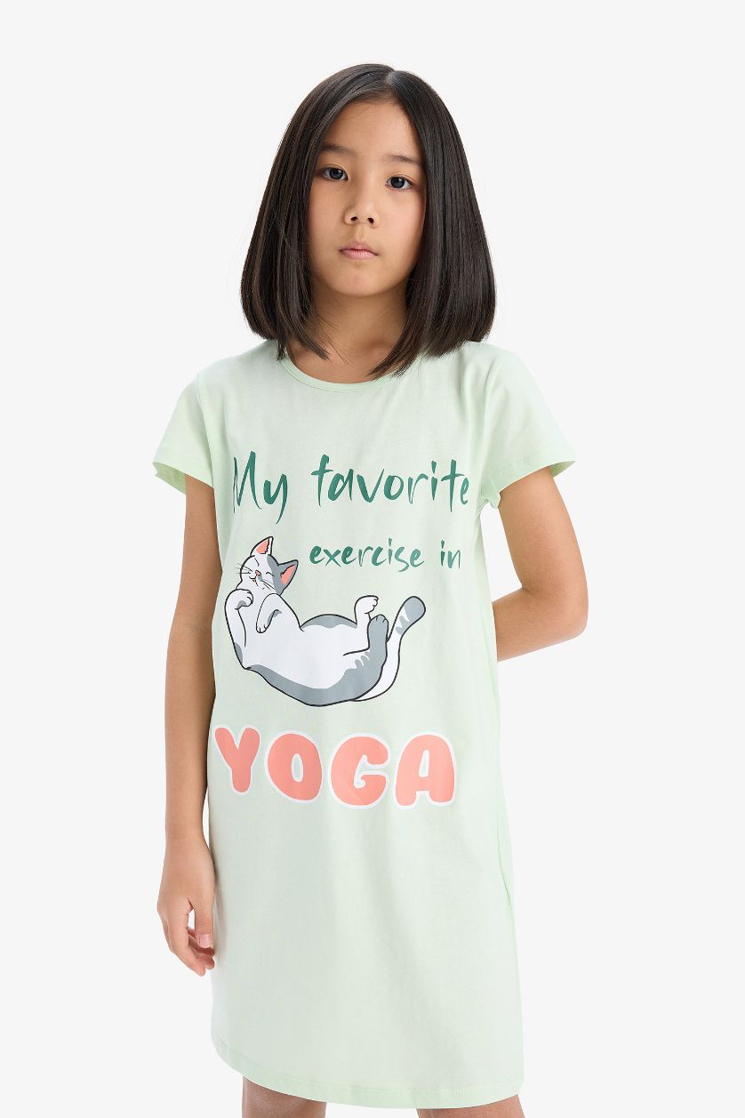 FILLES Turquoise Robe imprimée à manches courtes pour fille