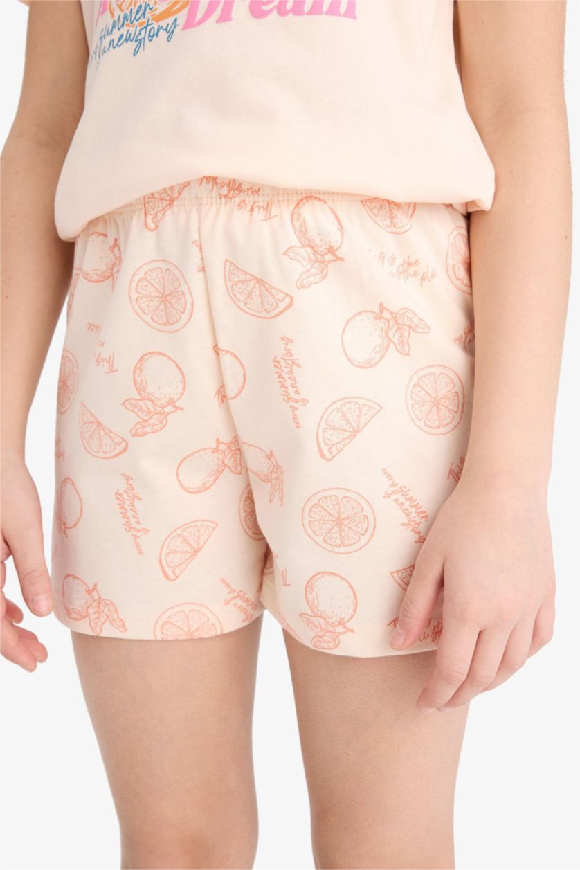 بنات سيموني فاتح طقم بيجاما  تيشيرت و شورت قصة عادية - قطعتين