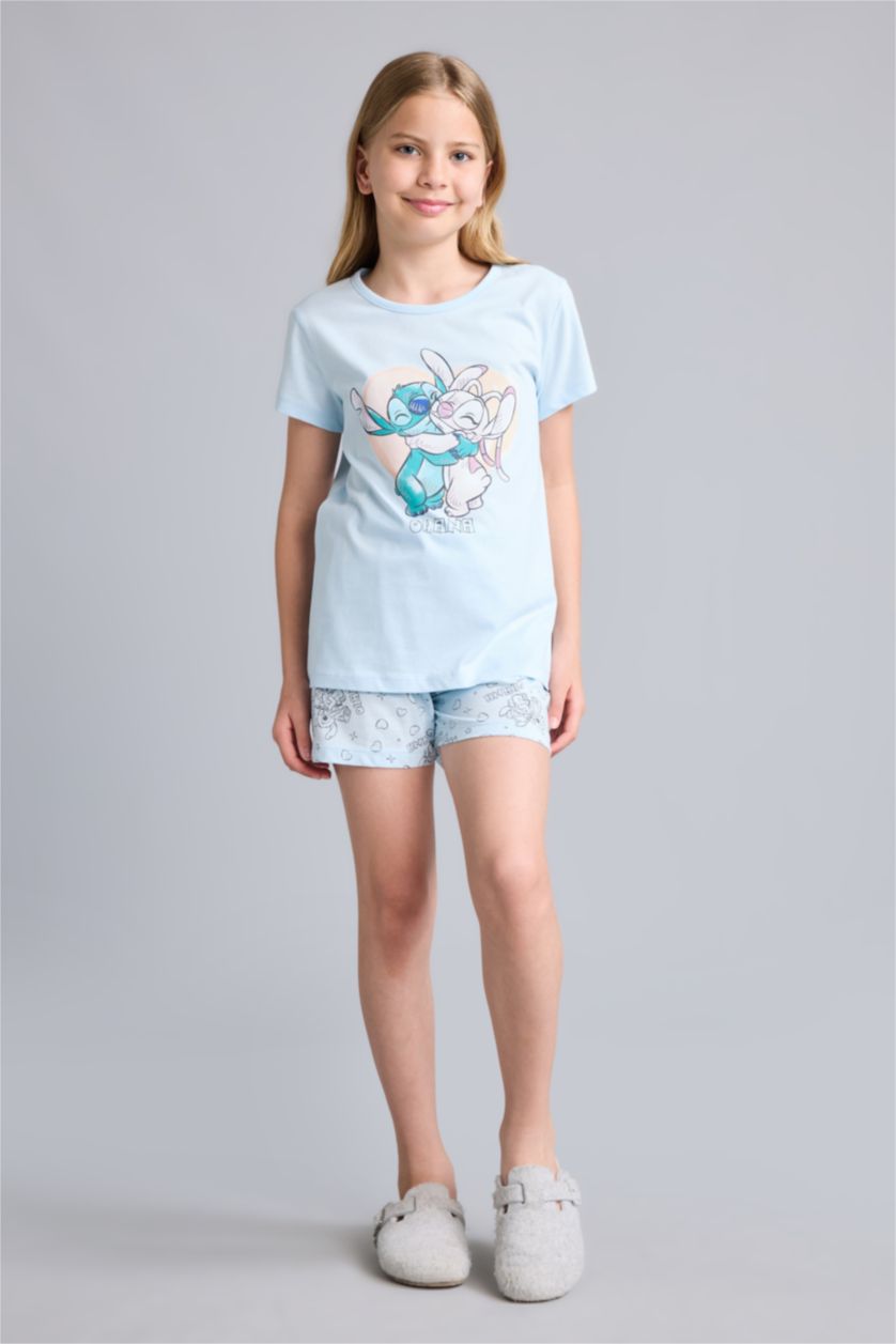 Kız Çocuk - Genç Kız Açık Mavi Lilo & Stitch Lisanslı Regular Fit 2'Li Takım Kız Çocuk