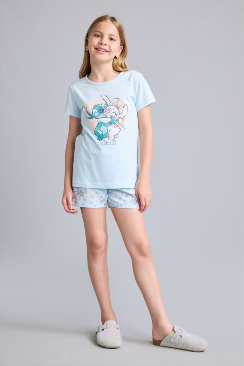 Kız Çocuk - Genç Kız Açık Mavi Lilo & Stitch Lisanslı Regular Fit 2'Li Takım Kız Çocuk