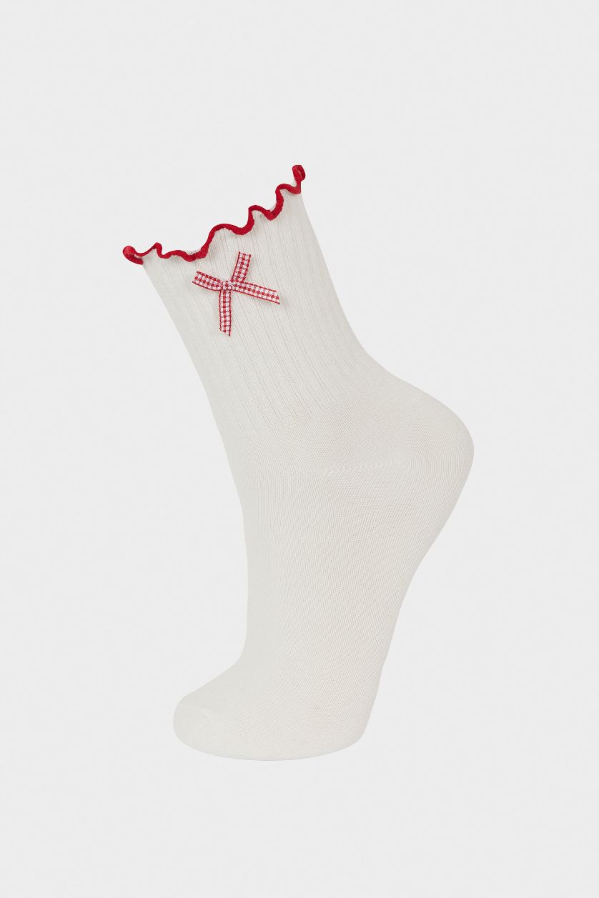 Kız Çocuk - Genç Kız Beyaz Kız Çocuk 2'li Pamuklu Uzun Okul Çorabı