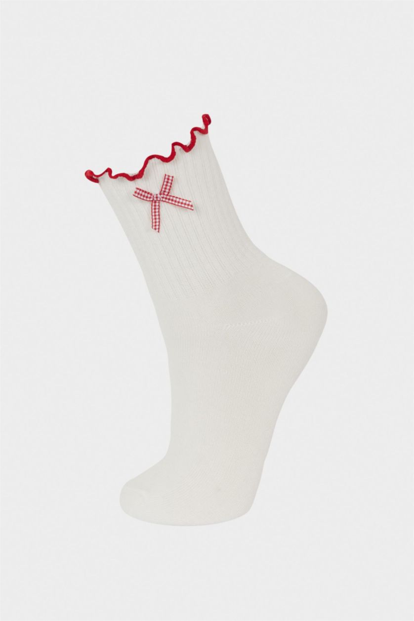 Kız Çocuk - Genç Kız Beyaz Kız Çocuk 2'li Pamuklu Uzun Okul Çorabı