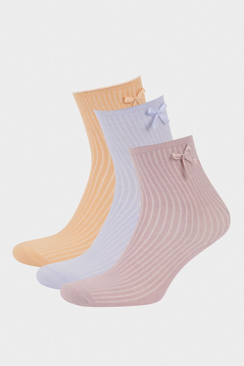 GIRLS & TEENS MIXED Girl Ribbon 3 Piece Cotton Long Socks