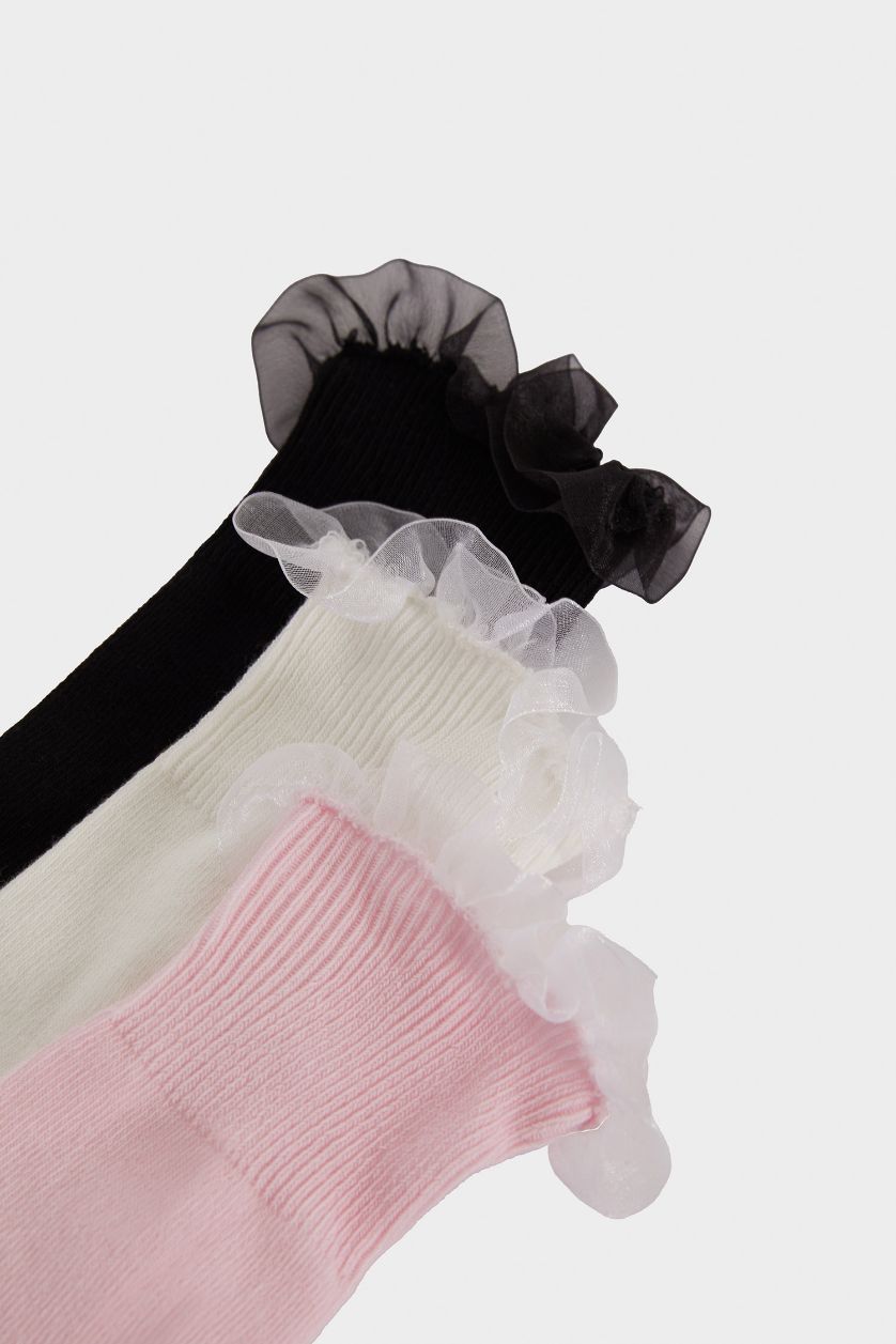 Kız Çocuk - Genç Kız Karma 3'lü Pamuklu Uzun Okul Çorabı Kız Çocuk