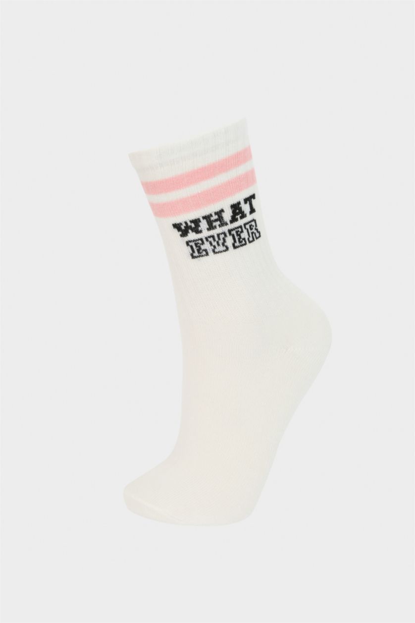 Kız Çocuk - Genç Kız Beyaz Kız Çocuk Rahat Lastikli 3'lü Pamuklu Uzun Çorap