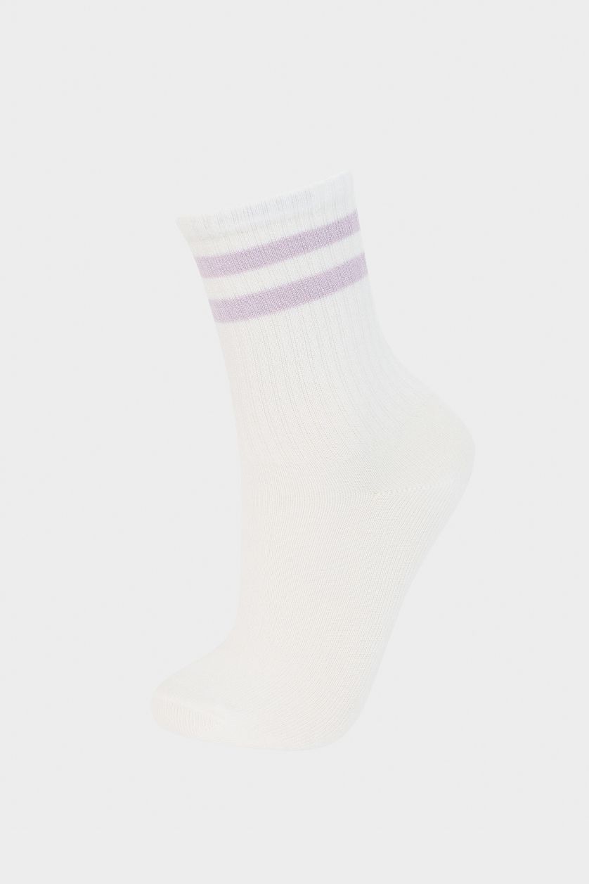 Kız Çocuk - Genç Kız Beyaz Kız Çocuk Rahat Lastikli 2'li Bambu Çorap