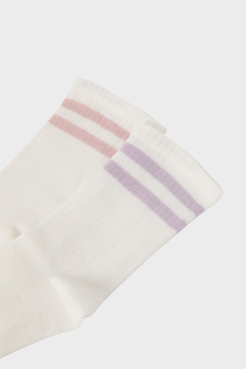 Kız Çocuk - Genç Kız Beyaz Kız Çocuk Rahat Lastikli 2'li Bambu Çorap