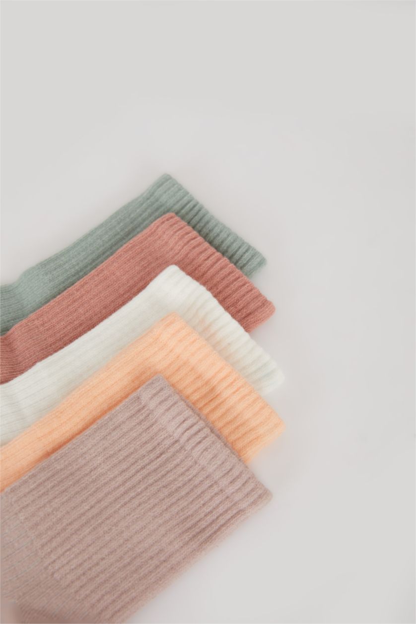 Kız Çocuk - Genç Kız Karma 5'li Pamuklu Uzun Çorap Kız Çocuk