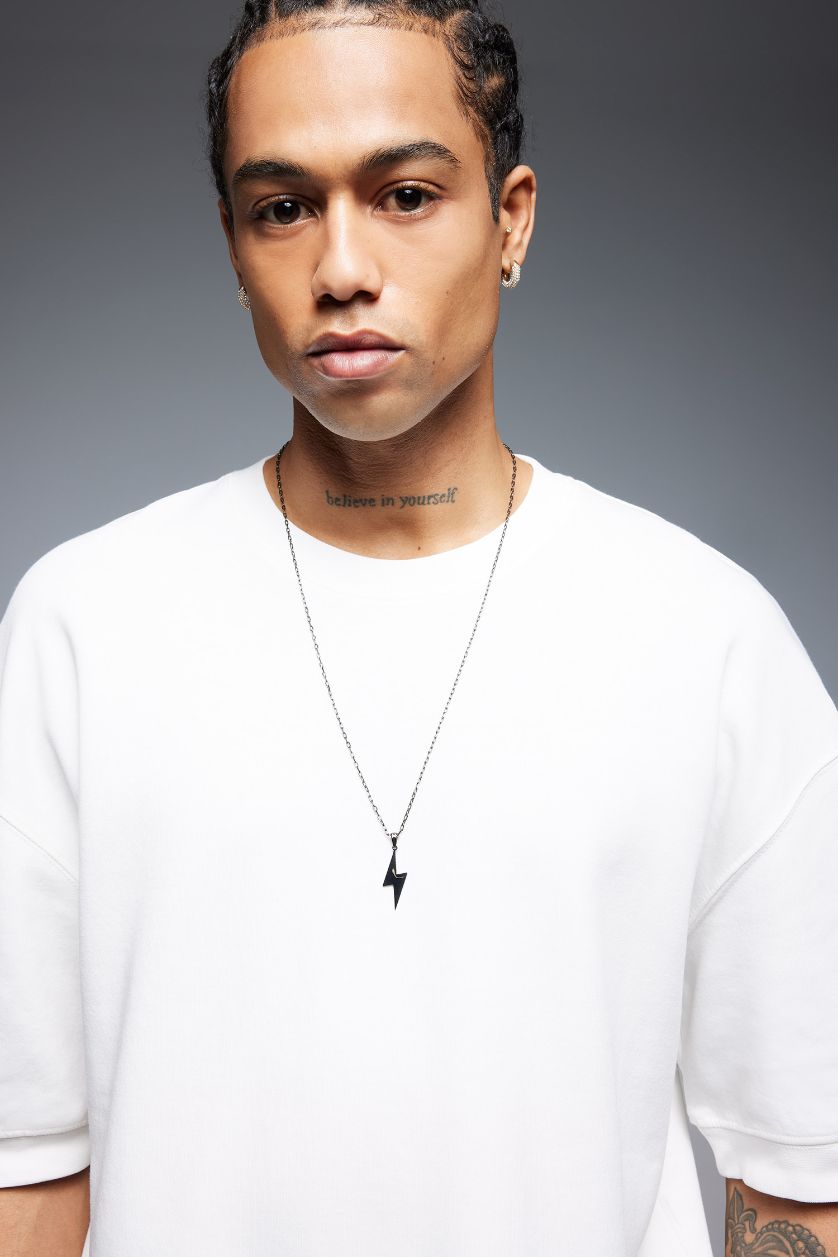 Erkek Siyah Atolyewolf x Defacto Erkek Yıldırım Figürlü Zincir Kolye