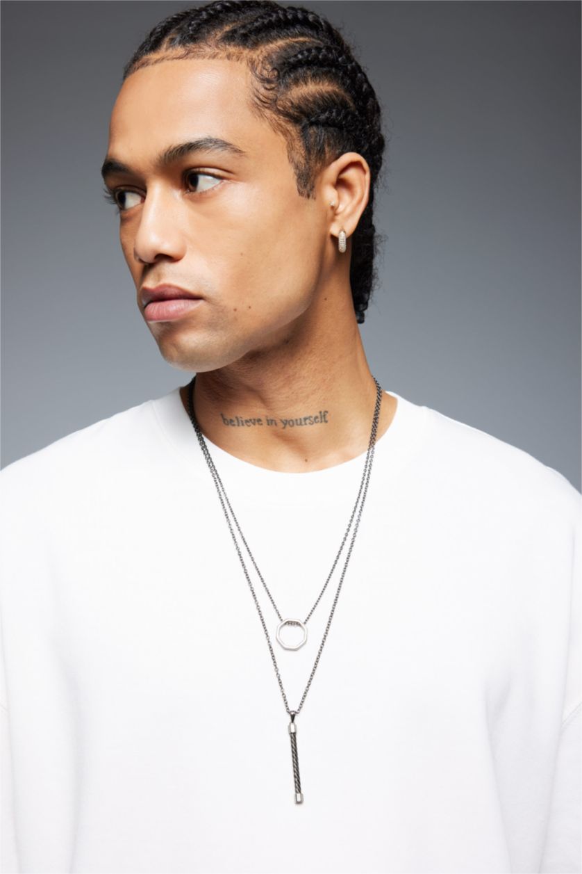 MAN Black Atolyewolf x Defacto Man Chain 2 Piece Necklace